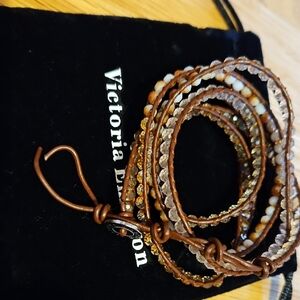 Victoria Emerson Brown Beaded Wrap Bracelet
